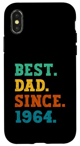 Hülle für iPhone X/XS Bester Papa seit 1964, Vintage-Design für Väter, Retro-Design von Best Dads Retro Text Art Designs