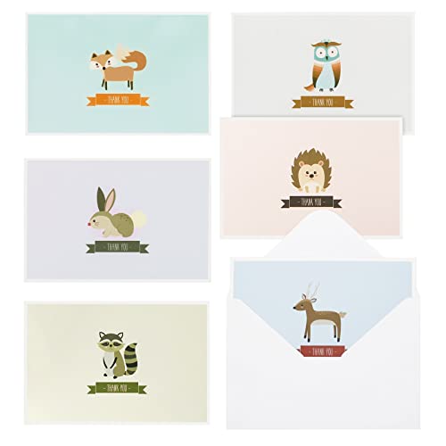 Best Papier Greetings Dankeskarten-Set mit Umschlägen, Waldtiere-Design, 10,2 x 15,2 cm (48 Stück) von BEST PAPER GREETINGS