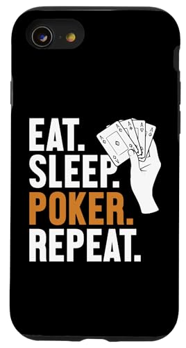 Hülle für iPhone SE (2020) / 7 / 8 Eat Sleep Poker Repeat Texas Holdem Poker Hände Spieler Poker von Best Poker Hands Chips Set Book Accessories Gifts