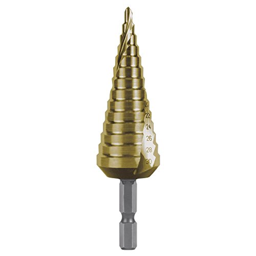 RUKO HSS Spiralrillen-Stufenbohrer mit Split Point, Zinn, Durchmesser 4,0-30,0 mm, Größe 2, Länge 105,0 mm, R101052TH von Best Price Square