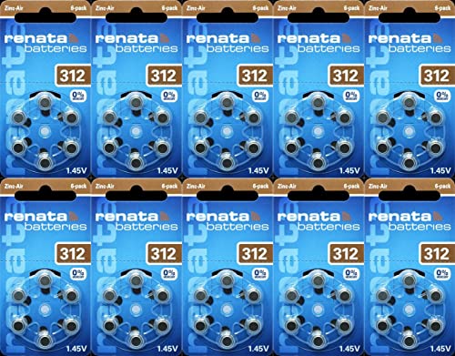 Renata ZA 312 Hörgeräte-Batterien - 10x Blisters von Best Price Square