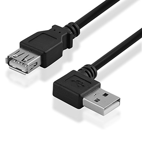 BestPlug 15cm 2.0 USB Kabel Verlängerung, USB A-Buchse Kupplung weiblich gerade auf USB A-Stecker männlich 90° nach Links abgewinkelt, High Speed, Schwarz von BestPlug
