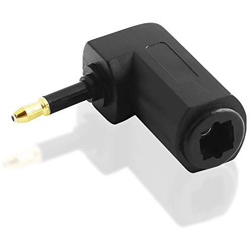 BestPlug Optischer Audio Adapter, Opto Toslink 3,5mm Klinke-Stecker männlich 90° abgewinkelt auf Opto Toslink 3,5mm Buchse Kupplung weiblich, geeignet für 2.1 5.1 und 7.1 Dolby Surround, Schwarz von BestPlug