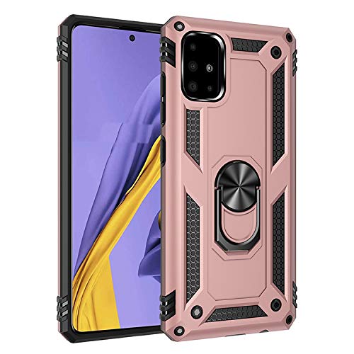 BestST Galaxy A51,Samsung M40S Handyhülle für Samsung A51, M40S Hülle + Displayschutz 360 Grad Drehbar Ringhalter mit Magnetischer Handyhalter Auto Handyhülle für Samsung Galaxy A51/M40S, Rosegold von BestST