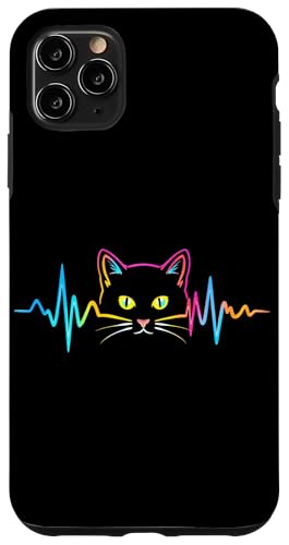 Hülle für iPhone 11 Pro Max Herzschlag Katzen EKG Kunst Funny Cat Süße Katze Silhouette von Besten Tier Motive aller Art - Kunstwerk AnimalArt