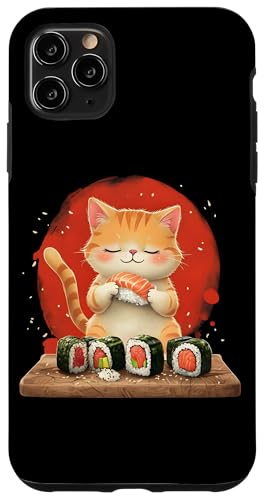 Hülle für iPhone 11 Pro Max Kawaii Katzen Sushi Otaku Funny Cat Anime Japanische Katze von Besten Tier Motive aller Art - Kunstwerk AnimalArt