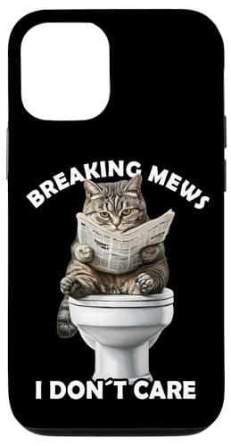 Hülle für iPhone 12/12 Pro Lustige Katze auf Toilette mit Zeitung Funny Cat Klo Katzen von Besten Tier Motive aller Art - Kunstwerk AnimalArt