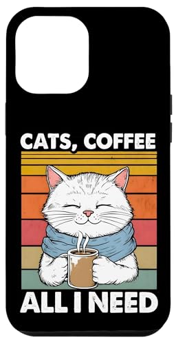 Hülle für iPhone 13 Pro Max Lustiges Katzen Kaffee Katze - Cats Coffee All I Need Quote von Besten Tier Motive aller Art - Kunstwerk AnimalArt