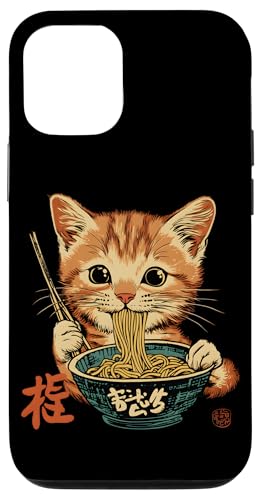 Hülle für iPhone 14 Japanische Katzen Manga Ramen Nudel Kunst Anime Katze Kawaii von Besten Tier Motive aller Art - Kunstwerk AnimalArt