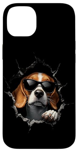 Hülle für iPhone 14 Plus Lustiges Beagle Hunde mit Sonnenbrille Funny Dog Süßer Hund von Besten Tier Motive aller Art - Kunstwerk AnimalArt