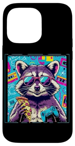 Hülle für iPhone 14 Pro Max Waschbär Gamer Raccoon Gaming Pizza All I Need Zocken Zocker von Besten Tier Motive aller Art - Kunstwerk AnimalArt