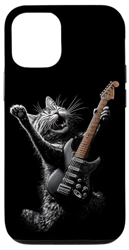 Hülle für iPhone 14 Pro Rock Katzen Liebhaber Heavy Retro Roll Metal Gitarre Musik von Besten Tier Motive aller Art - Kunstwerk AnimalArt