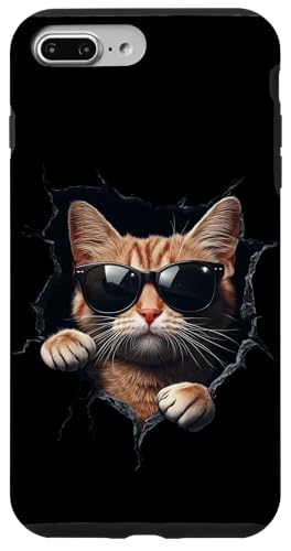 Hülle für iPhone 7 Plus/8 Plus Lustiges Katzen Kunst Funny Cat Süße Katze mit Sonnenbrille von Besten Tier Motive aller Art - Kunstwerk AnimalArt