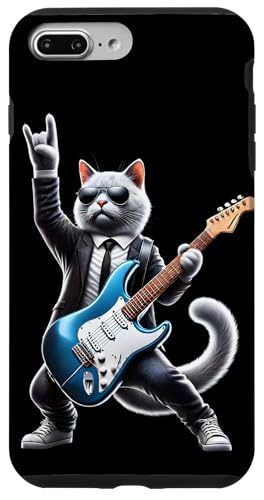 Hülle für iPhone 7 Plus/8 Plus Rock Katzen Liebhaber Heavy Retro Roll Metal Gitarre Musik von Besten Tier Motive aller Art - Kunstwerk AnimalArt