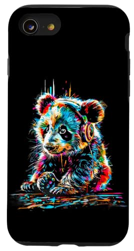 Hülle für iPhone SE (2020) / 7 / 8 Panda Bär Motiv Tiere Tierliebhaber Cute DJ Pandas Kopfhörer von Besten Tier Motive aller Art - Kunstwerk AnimalArt