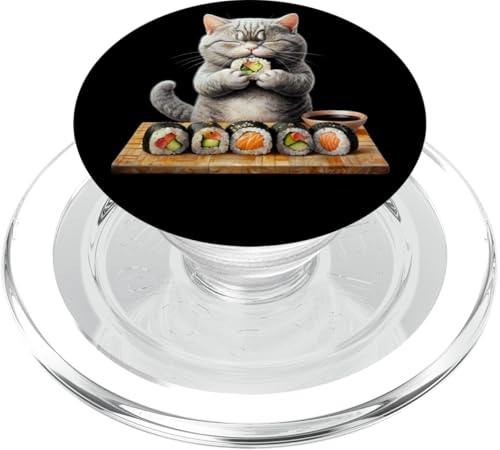 Kawaii Katzen Sushi Otaku Funny Cat Anime Japanische Katze PopSockets PopGrip für MagSafe von Besten Tier Motive aller Art - Kunstwerk AnimalArt