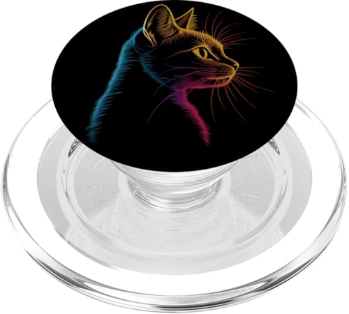 Regenbogen Katzen Silhouette Tierliebhaber Süße Katze Kunst PopSockets PopGrip für MagSafe von Besten Tier Motive aller Art - Kunstwerk AnimalArt