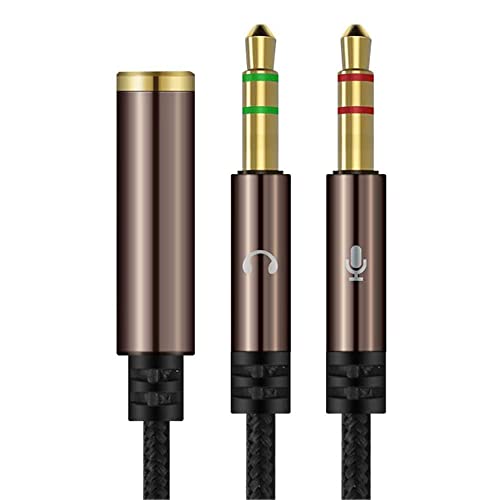 Bestgle Mikro-Klinkenadapter und Kopfhörer-Splitter, Doppelstecker, Audio-Splitterkabel für Mikrofon, 1 x 3,5-mm-Stecker auf 2 x 3,5-mm-Stecker von Bestgle