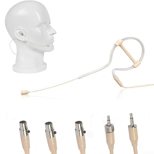 Besttoolifes Einzelohrbügel-Headset-Mikrofon, omnidirektionales Kondensatormikrofon, 3,5 mm, XLR, 3-poliger 4-poliger Anschluss für Bühnenanbetung, Dozenten, Beige, 1,2 m Kabel (D) von Besttoolifes