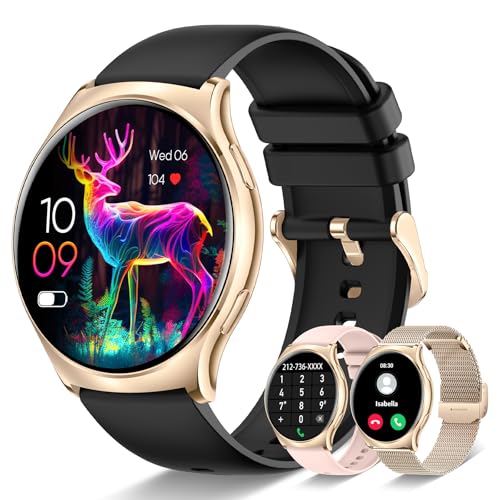 Betatree Smartwatch für Herren und Damen, rund, mit Anrufannahme oder Anrufannahme, 1,34 Zoll AMOLED Fitness-Tracker, 120+ Sportmodi Schrittzähler, IP67 Android iOS Smart Watch, von Betatree