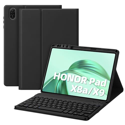 Bettdow für Honor Pad X8a Tablet 2024 Tastatur Hülle, Deutsch QWERTZ Layout Abnehmbarer Kabellose Tastatur mit Hülle für Honor Pad X8a 11 Zoll 2024/ Pad X9 11,5 Zoll 2023, Schwarz von Bettdow