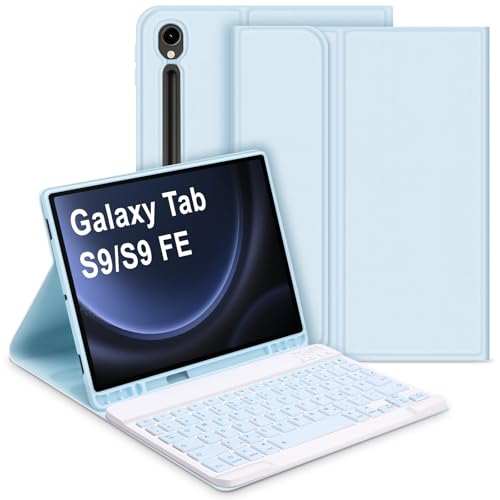 Bettdow für Samsung Galaxy Tab S9 FE 2023 Tastatur Hülle, Deutsch QWERTZ Layout Abnehmbarer Tastaturmit Hülle für Galaxy Tab S9 11"/ Tab S9 FE 10.9" 2023 SM-X510/X516B/X710/X716B/X718U, Blau von Bettdow