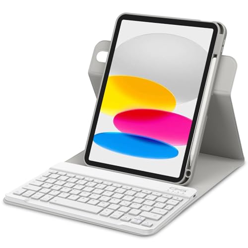 Bettdow für iPad 10.Generation 2022 Tastatur Hülle, Hoch-/Querformat Verwenden, QWERTZ Layout Abnehmbarer Tastatur mit Hülle für iPad 10. Gen 10,9 Zoll 2022, Grau von Bettdow