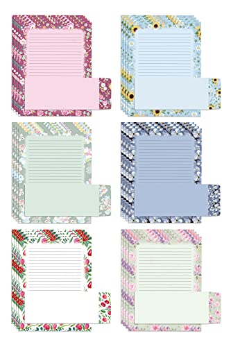 Better Office Products Briefpapier-Set, Blumenmuster, 100-teiliges Set (50 linierte Blätter + 50 passende Umschläge), doppelseitig/liniertes Druckpapier, von Better Office Products von Better Office Products