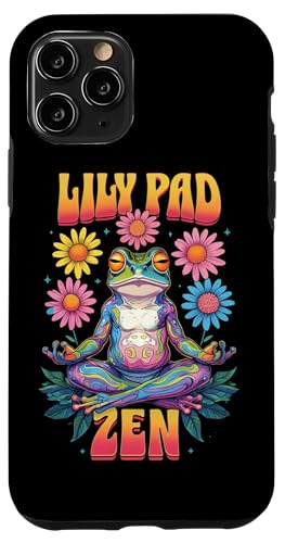 Hülle für iPhone 11 Pro Lily Pad Zen Frosch meditierendes, buntes lustiges und achtsames Design von Better You Tees Etc.