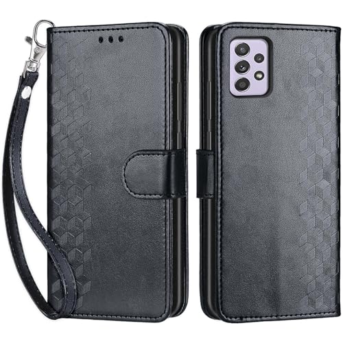 Betunistoy Handyhülle für Samsung Galaxy A33 5G Hülle, PU Leder Eleganter Prägung Schutzhülle mit Kartenfach, Flip Case Klappbar Stoßfeste Hülle für Samsung A33 5G (3D-Schwarz) von Betunistoy