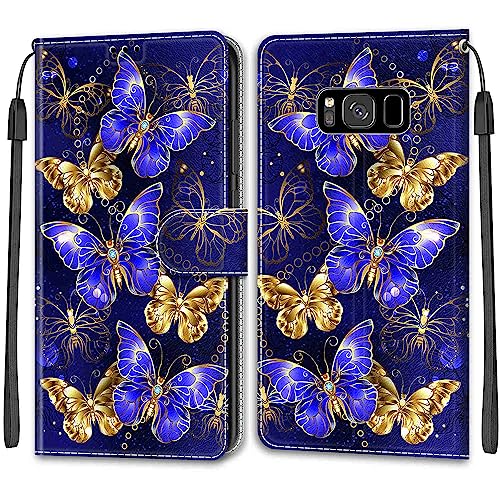 Handyhülle für Samsung Galaxy S8 Hülle, Standfunktion Kartenfach Wallet Premium Leder Schutzhülle Samsung S8 Flip Case Cover Stoßfeste Klapphülle von Betunistoy