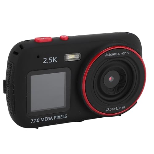 2,5K 72MP Digitalkamera, Autofokus-Selfie-Dual-Screen-Selfie-Kamera, 16-Fach-Zoom-Point-and-Shoot-Digitalkamera mit Integriertem Fülllicht, 750-mAh-Akku von Bewinner