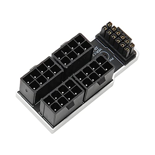 ATX 8Pin Buchse auf 8Pin Stecker 180 Grad Abgewinkelter Adapter für Desktop-Grafikkarte, 32P auf 16P 600W 12V HPWR Grafikkarte Netzteilplatine für Desktop (Silber) von Bewinner