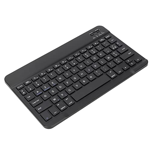 Bewinner 10-Zoll-Funktastatur, Ultraflache Bluetooth-AZERT-Tastatur, Tragbare, wasserdichte Multi-Geräte-Funktastatur für die Reise für Tablet-Telefoncomputer (Black) von Bewinner