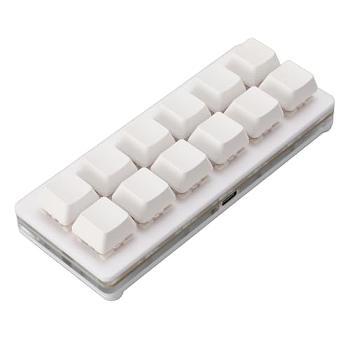 Bewinner 12-Tasten-Mechanische Gaming-Tastatur, Einhand-Makro-maßgeschneiderte OSU-Tastatur, USB-C-kabelgebundene, Programmierbare RGB-Tastatur mit Hintergrundbeleuchtung für PC (White) von Bewinner