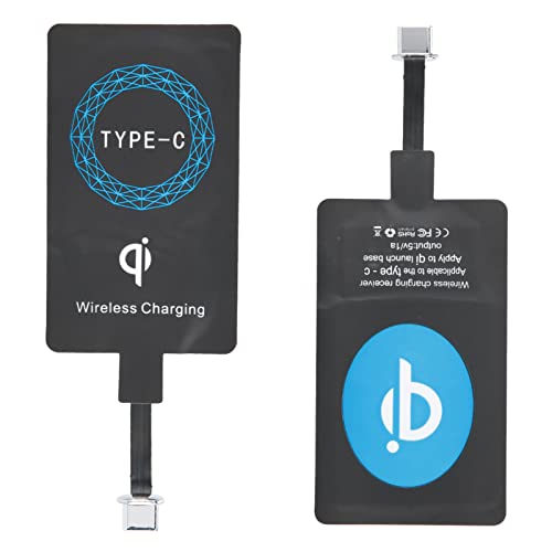 Bewinner 2 Stück Qi-Empfänger USB C, Schneller Qi-Wireless-Ladeempfänger, Dünner Typ-C-Wireless-Ladeempfänger für Handys mit Typ-C-Schnittstelle, Selbstklebendes Silikon von Bewinner