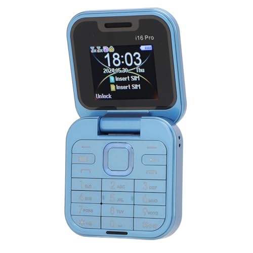 Bewinner 2G-GSM-Telefon mit Großen Tasten, Einfacher Anzeige auf Zwei Bildschirmen, Große Tasten, LED-Taschenlampe, HD-Kamera, Taschenlampe, Lange Standby-Zeit, Unterstützt Mehrere (Blue) von Bewinner