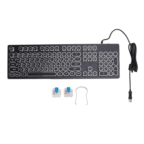 Bewinner Gaming-Tastatur mit Blauem Schalter, Mechanische Tastatur mit RGB-Hintergrundbeleuchtung für 7 8 10 XP, USB-Kabel für PC-Laptop mit Multimedia-Tastenkombinationen (Black) von Bewinner