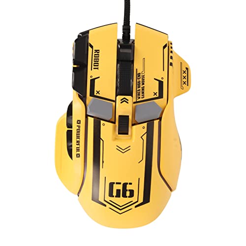 Bewinner Kabelgebundene Gaming Maus, 12800 DPI, Kabelgebundene Optische Gamer Maus mit 10 Programmierbaren Tasten, 13 Hintergrundbeleuchtungsmodi, RGB Gaming Mäuse, Ergonomische Computer (Gelb) von Bewinner