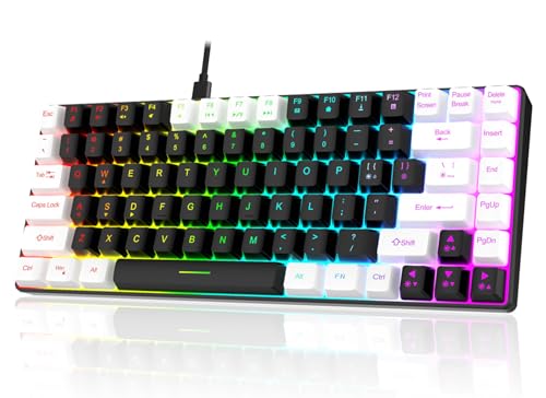 Bewinner Kabelgebundene Mechanische Tastatur mit 84 Tasten, Gaming-Tastatur mit RGB-Hintergrundbeleuchtung, Ergonomisch Gebogene, Leise, Kabelgebundene Tastatur, Tragbare Tastatur, (Schwarz) von Bewinner