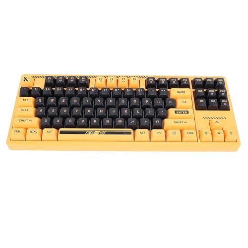 Bewinner Kabelgebundene Tastatur, Tragbare Gaming-Tastatur mit RGB-Hintergrundbeleuchtung, Touch-Feeling, USB-Silent-Dünnschicht-Computertastatur für Büro und Gaming (Schwarz Gelb) von Bewinner