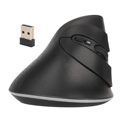 Bewinner Vertikale Maus, 2,4 G Bluetooth Wireless Ergonomische Maus, 800 1200 1600 DPI Maus für Laptop PC Desktop-Computer, RGB-LED-Licht, Schwarz von Bewinner