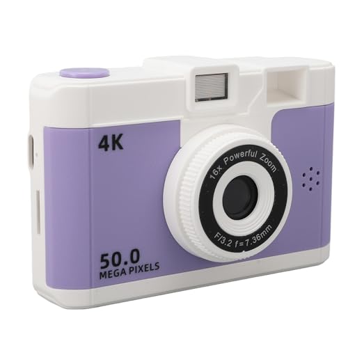 Digitalkamera für Fotografie, 1080P-Vlogging-Kamera, 50 MP Vorne und Hinten Dual-Kameras, 8-Fach Digitaler Zoom, Kompakte Retro-Kamera mit 2,4-Zoll-Bildschirm, 800 MAh Akku von Bewinner