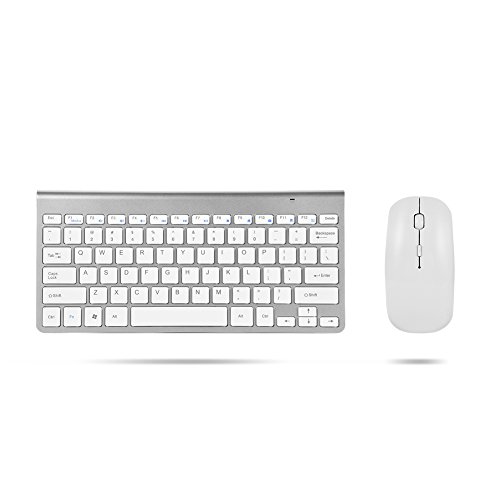 Kabellose Tastatur- und Mauskombination mit 78 x Architektur-Tasten, 2,4 GHz schlankes, wasserdichtes, ergonomisches Tastatur- und Mauskit für Desktop-Laptops, Smart-TV(Silber-) von Bewinner