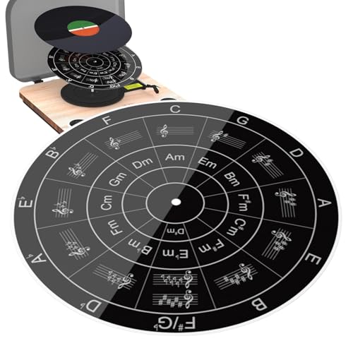 Bexdug Plattenspielerplatte, Acryl-Plattenspielermatte,Musiknotenmuster Plattenspielermatte | Plattenspieler-Slipmat für Standard-12-Zoll-Plattenspieler von Bexdug