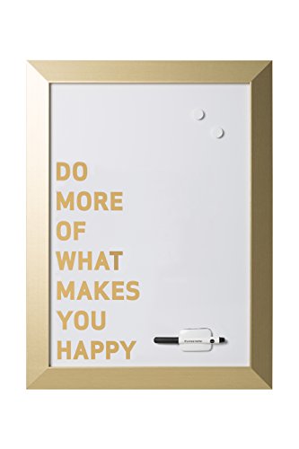 Bi-Office, Whiteboard Kamashi "Do More Of What Makes You Happy", magnetisch, trocken abwischbar, Gold MDF-Rahmen, 45x60cm von Bi-Office