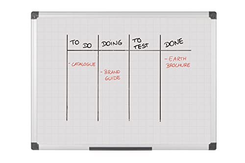 Bi-Office Maya vergitterte Trocken abwischbar, mit Aluminiumrahmen, doppelseitig Whiteboard 180 x 120 cm 90 x 60 cm von Bi-Office