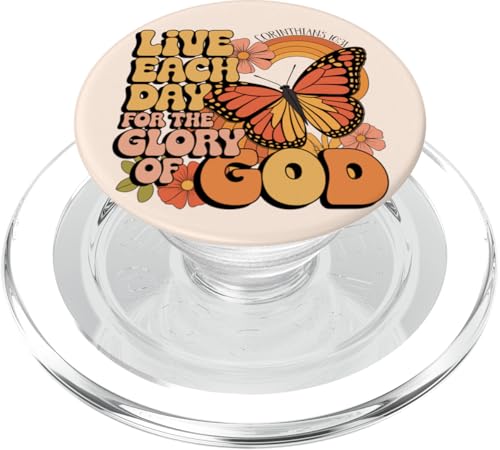 Christliches Zitat – Blumen-Schmetterling-Bibelvers Grafik PopSockets PopGrip für MagSafe von Bible Verse Christian Shirts For Women