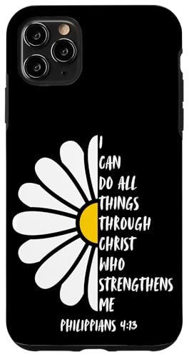 Hülle für iPhone 11 Pro Max Christliches Zitat – Bibelvers Gänseblümchen Blume Grafik Frauen von Bible Verse Christian Shirts For Women