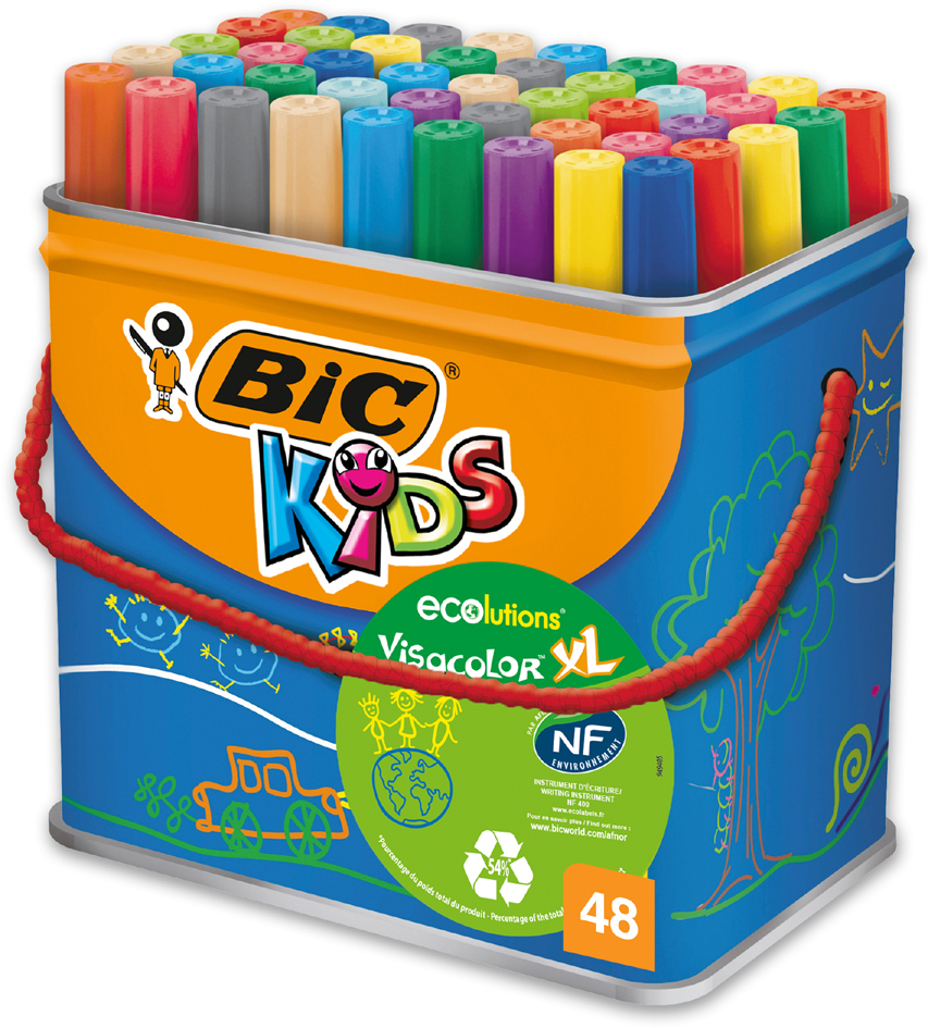 BIC KIDS Fasermaler Visacolor XL ecolutions, 48er Box von Bic